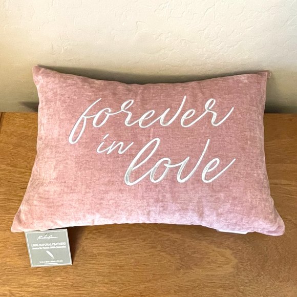 NEW Forever In Love Throw Pillow Pink Stitched Rodeo Home Rectangle Feather NWT - Picture 2 of 7